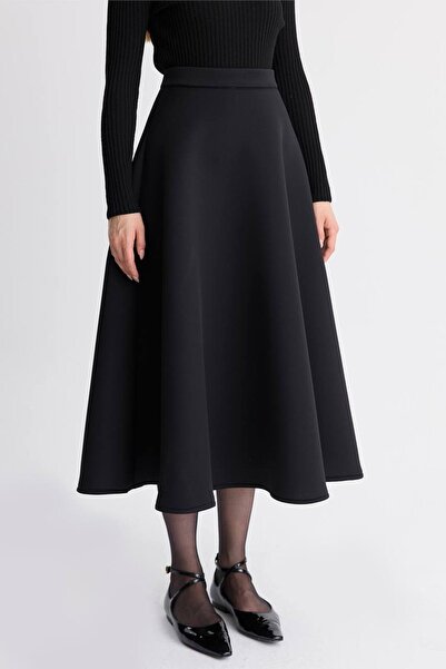 Molly Nelly Γυναικεία Puff Scuba Μαύρη Φούστα Hijab Flared