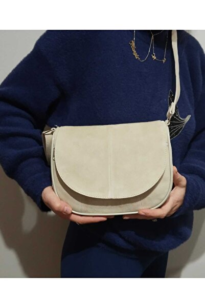 atter Geantă pentru femei Haki̇ki̇ Deri̇ Suede (23cm X 19cm)
