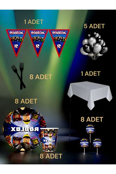 VibeHome 8-Person Roblox Themed L Pack - Birthday Party and Fun Events