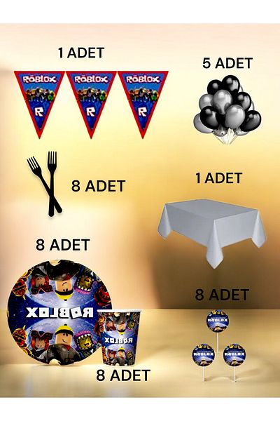 VibeHome 8-Person Roblox Themed L Pack - Birthday Party and Fun Events