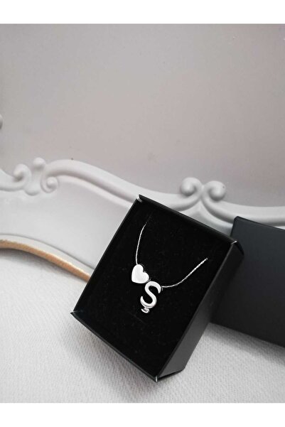 Judas Takı Women's Silver Steel Chain Heart Letter Necklace, Initial Letter N...