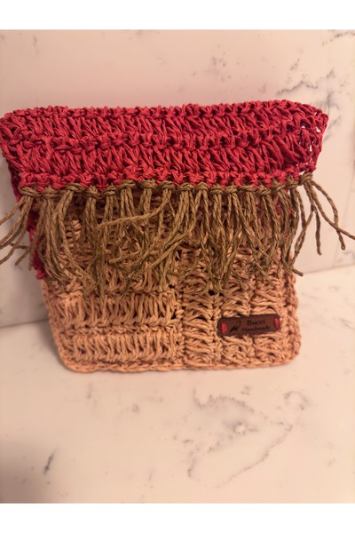 Bucci Handmade Kağıt Ipten Örme Çanta / El Çantası / Koltuk Altı Çanta/ Hasır Çanta