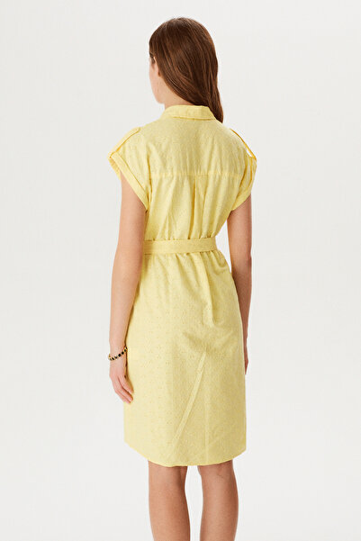 Naramaxx Düşük Kollu Gömlek Yakalı Nakışlı Elbise