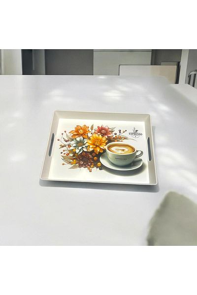 Revello صينية تقديم بيضاء - تصميم أنيق، حجم متوسط، 22x29 سم ساعة Dukkanduvar
