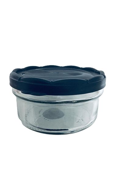 Dinçkan Glass Storage Container with Lid & Breakfast 425 Cc /Black