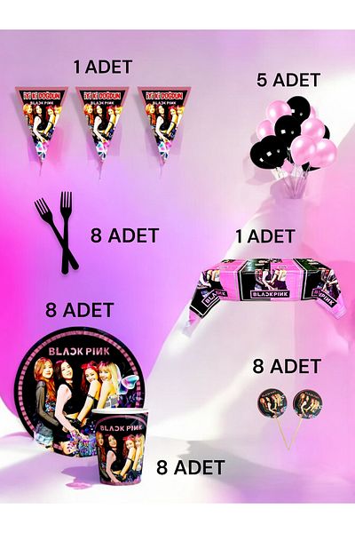 VibeHome Blackpink Themed L Pack for 8 - Birthday Party and Fun Events
