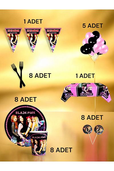 VibeHome Blackpink Themed L Pack for 8 - Birthday Party and Fun Events