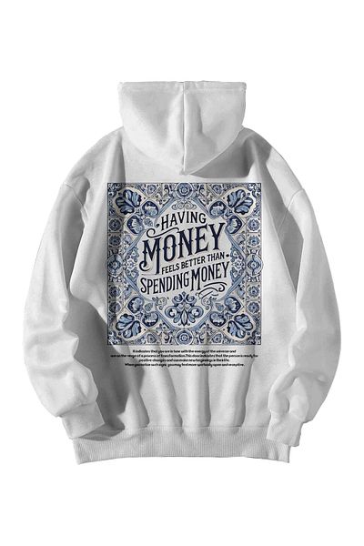 Scrovtie Women's Men's White Manifest 888 Balance Printed Oversize Hooded Kangaroo Pocket Hoodie