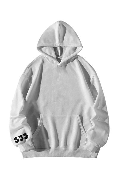 Scrovtie Women's Men's White Manifest 333 Support Printed Oversize Hooded Kangaroo Pocket Hoodie