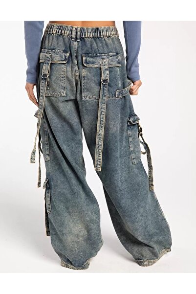september island Jeans Blue Jewelled Classic Fringed Cargo Pants