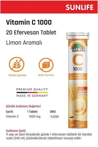Sunlife 1000 Mg Vitamin C - 20 Effervescent Tablets