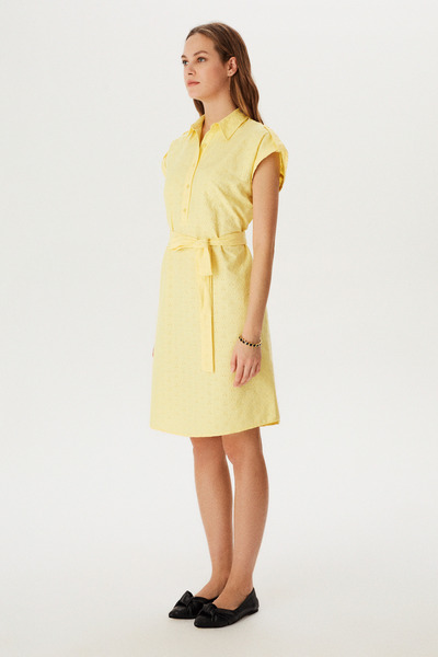 Naramaxx Düşük Kollu Gömlek Yakalı Nakışlı Elbise