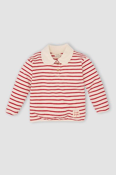 DeFacto Baby Girl Baby Collar Striped Sweatshirt D7872A525Sp