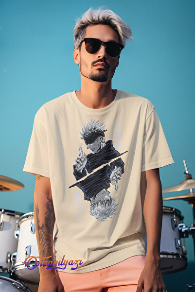 oneagılyazı Jujutsu Kaisen anime majica sa štampanim motivom, veće veličine