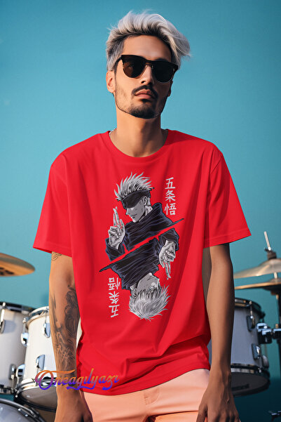 oneagılyazı Jujutsu Kaisen anime majica sa štampanim motivom, veće veličine