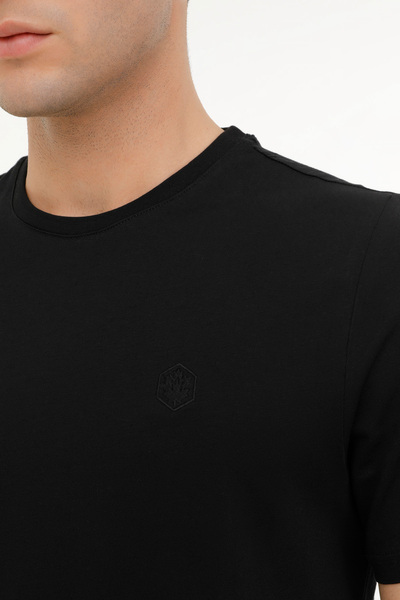 lumberjack Basic M-ct102 Ανδρικό μπλουζάκι με μαύρη στρογγυλή λαιμόκοψη