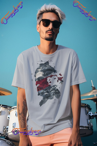 oneagılyazı تي شيرت كبير الحجم مطبوع عليه زيوس