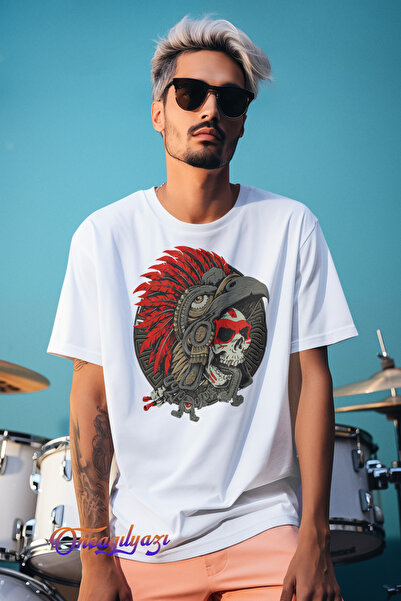 oneagılyazı تي شيرت كبير الحجم مطبوع عليه جمجمة