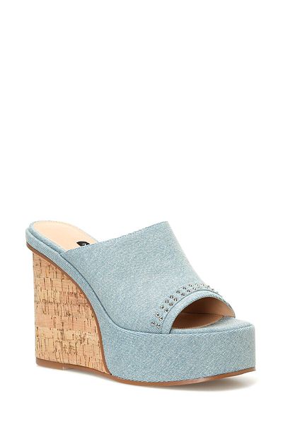 Nine West CORIN2 4FX - Niebieskie Kapcie Damskie