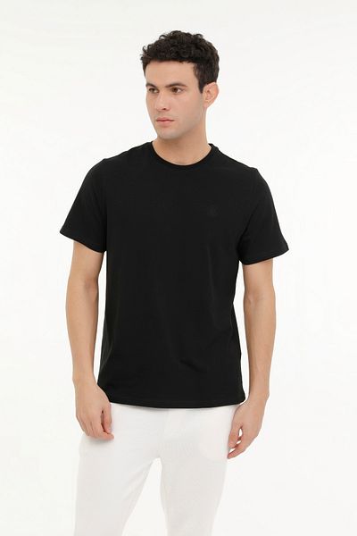 lumberjack Basic M-ct102 Ανδρικό μπλουζάκι με μαύρη στρογγυλή λαιμόκοψη