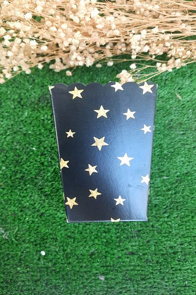 Emtory Home 8-Piece Black Gold Gilded Corn Box - Popcorn Box - Birthday Treat Gift - Christmas Part