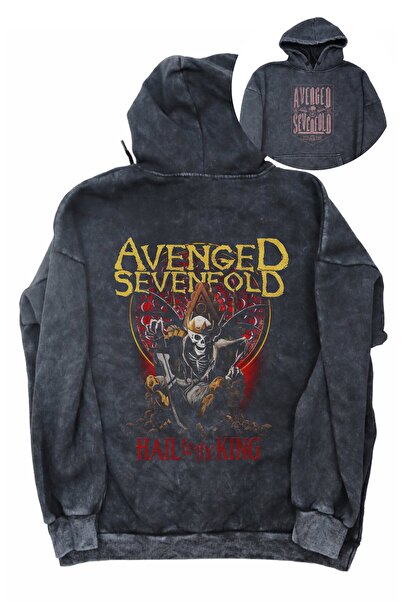 Fuddy Moda سويت شيرت بقلنسوة كبير الحجم مطبوع عليه ظهر Avenged Sevenfold للجنسين