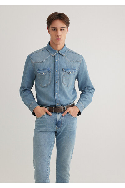 Mavi Robert Classic Denim Western Açık Jean Gömlek Slim Fit / Dar Kesim 0211454-89516