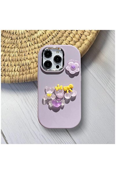 Zebana Apple iPhone 13 Pro Max Uyumlu Kılıf Zebana Berry Silikon Kılıf Lila