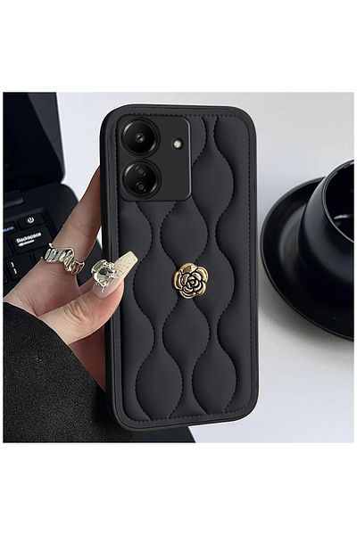 Zebana حافظة جلدية متوافقة مع هاتف Xiaomi Poco C65 Zebana Camellia باللون الأسود