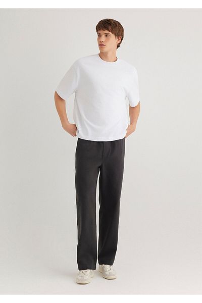 Mavi Anthrazitfarbene Hose mit Schnürung am Bund 0010394 -70087