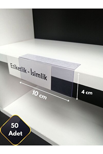 Global Türk Şeffaf Etiketlik Yapışkanlı Dik Açılı isimlik Raf Etiketi Ürün Et...