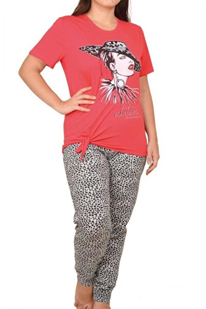 Nicoletta Női pizsama szett rövid ujjú, nagyméretű lycra gránátalma