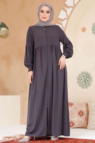 Neva Style Smoked Hijab Ferace - Fermoar, Model 45286FU