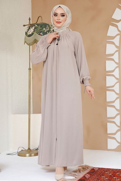 Neva Style Hijab Bej Ferace - Fermoar, Model 45293BEIG
