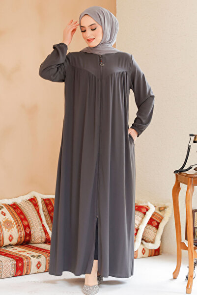 Neva Style Smoked Hijab Ferace - Zippered, 45285Fu