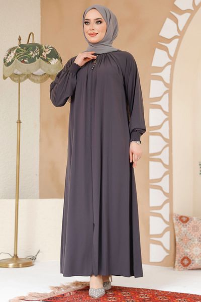Neva Style Black Hijab Ferace - Fermoar, Model 45293FU