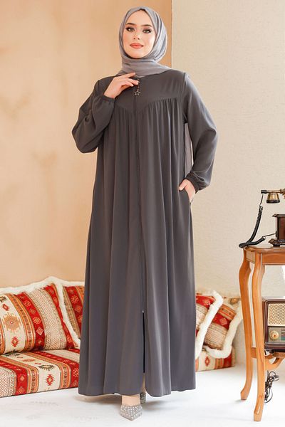 Neva Style Smoked Hijab Ferace - Zippered, 45285Fu