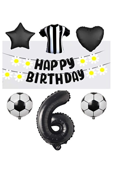 BAL10 DÜNYASI مجموعة لافتة باللونين الأبيض والأسود من Fan Bal10 - بالون من ال...