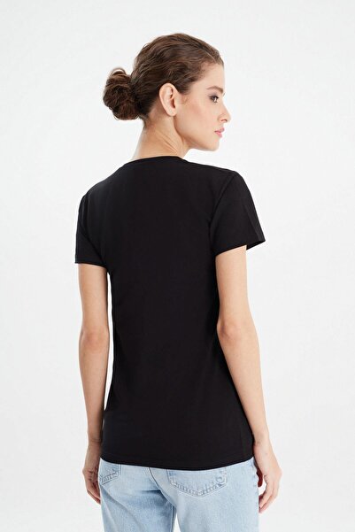 ERDEM İÇ GİYİM Μαύρο μπλουζάκι με λαιμόκοψη Deep 2059 Model για άνδρες