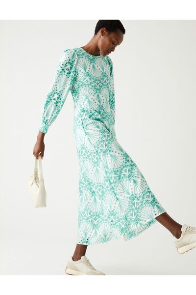 Marks & Spencer Saf Pamuklu Uzun Kollu Midi Elbise