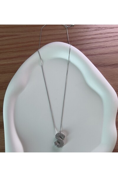 SMCHOME Zircon Stone Silver Silver Color S Letter Necklace