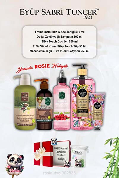 Eyüp Sabri Tuncer Frambuazlı Tonik, Zeytinyağlı Şampuan, Silky Touch duş jeli...