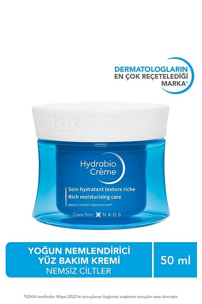 Bioderma Hydrabio Cream – 50 ml Gesichtspflegecreme, mit Hyaluronsäure, Niacinamid-Vitamin E, intensiv feuchtigkeitsspendend