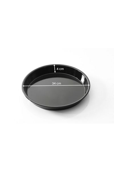 COOK-LAB 34 cm Black Shiny Enamel Round Baklava Pastry Baking Tray