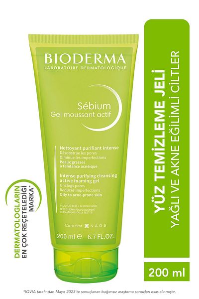 Bioderma 200 ml Sebiumöl – Anti-Akne-Salicylsäure-Glykol-Reinigungsgel für zu Akne neigende Haut