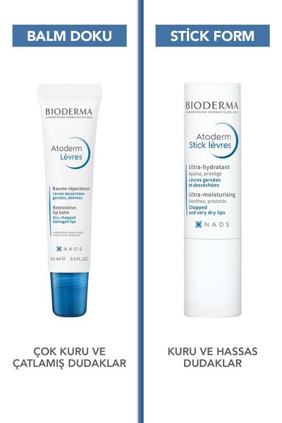 Bioderma Atoderm Lip Balm Dry, Chapped Lip Nourishing Moisturizing Lip Cream Avocado and Shea Butter 15 ml