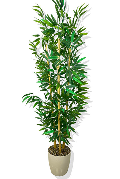 Cihan Çiçekçilik YAPAY YAPRAKLI BAMBU AĞACI 3 BAMBU'LU 140 CM