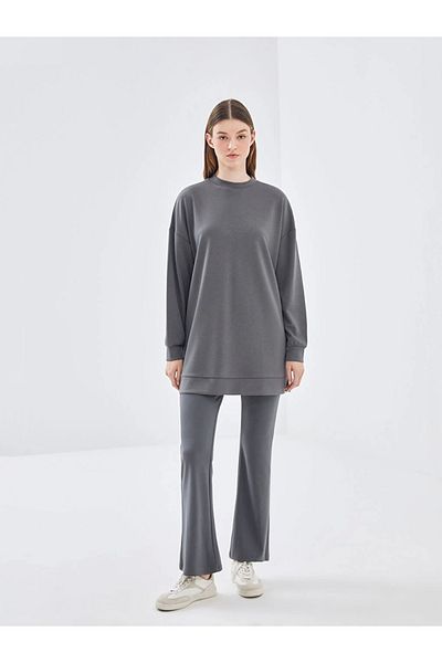 LC Waikiki Γυναικεία φούτερ LCW Modest γκρι ελαστική μέση Ισπανικά πόδια