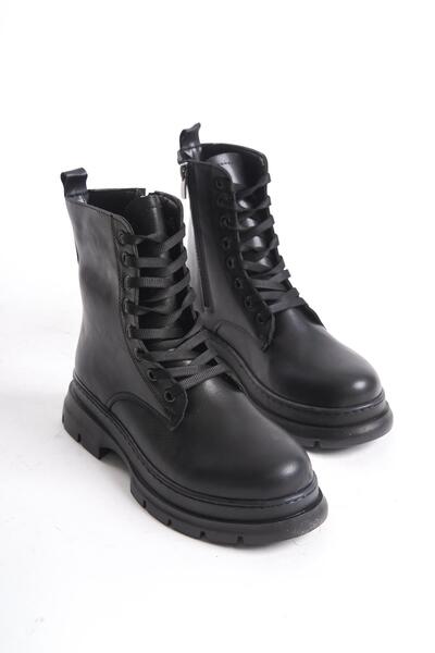 CZ London Kadın Günlük Kısa Bot Kalın Taban Bağcıklı Tam Kalıp Rahat Taban Kadın Bot