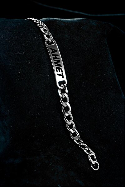 OSMANLI GÜMÜŞ Erkek Çelik Bileklik - İsim Yazılabilir Gurmet Zincir Model Erk...